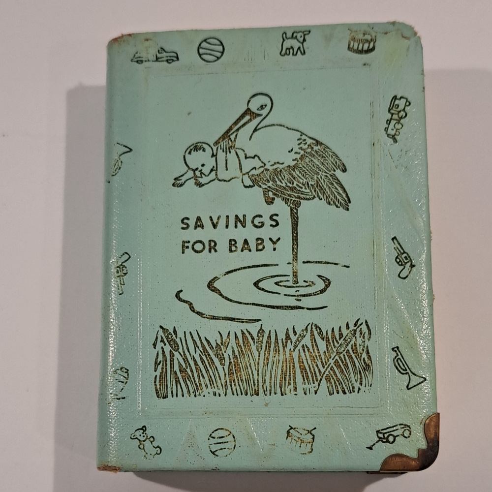 Vtg Savings for Baby Book Coin Bank NO Key, Zell Products